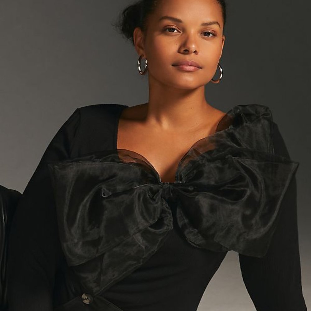 Anthropologie Black Bow Blouse - Picture 6 of 11